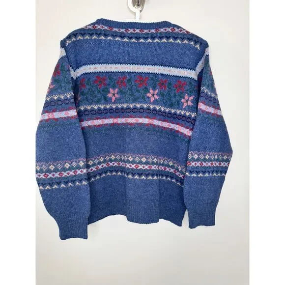 Vintage Brooks Brothers Fair Isle Wool Sweater Blue Multicolor Size M Unisex - Picture 2 of 8